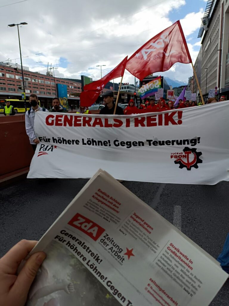 Gegen Preistreiberei und Kaufkraftverlust, Schluss mit ukrainischer Kriegsfinanzierung aus Österreich, Druck von unten auf den ÖGB für Generalstreik!