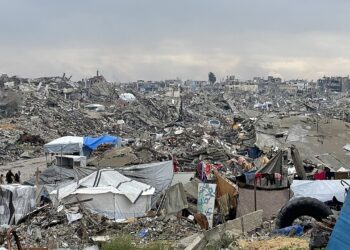 Bombardierte Gebäude in Gaza