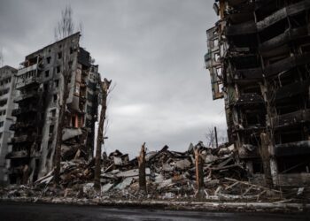 Bombardierte Gebäude in der Ukraine